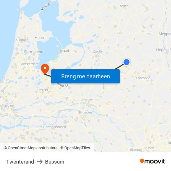 Twenterand to Bussum map