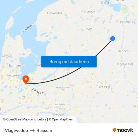 Vlagtwedde to Bussum map