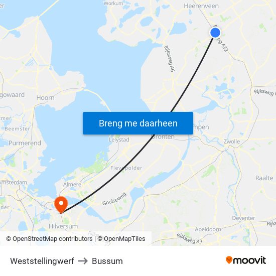 Weststellingwerf to Bussum map