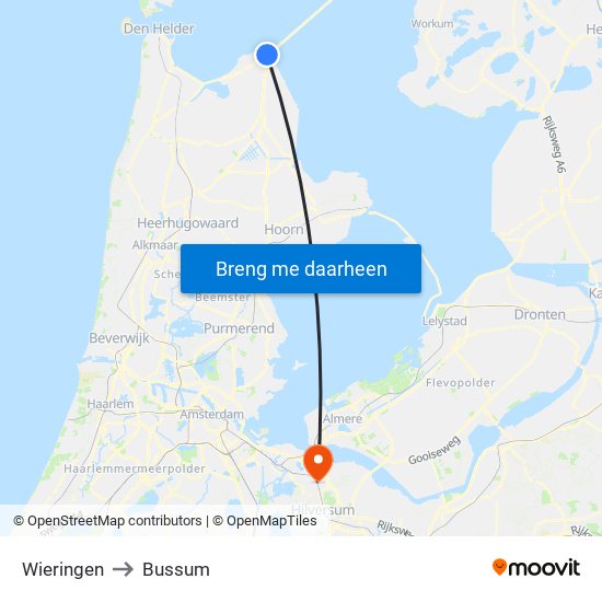 Wieringen to Bussum map