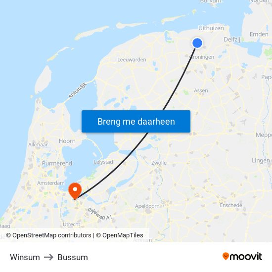 Winsum to Bussum map