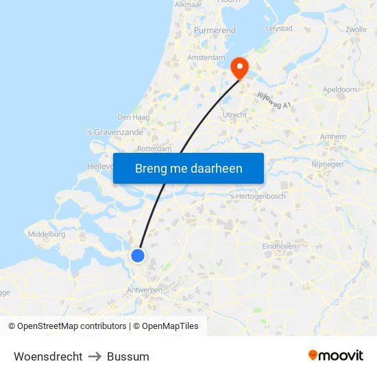 Woensdrecht to Bussum map