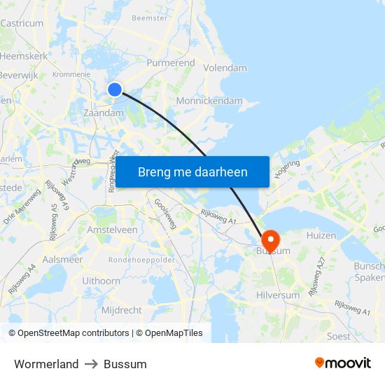 Wormerland to Bussum map