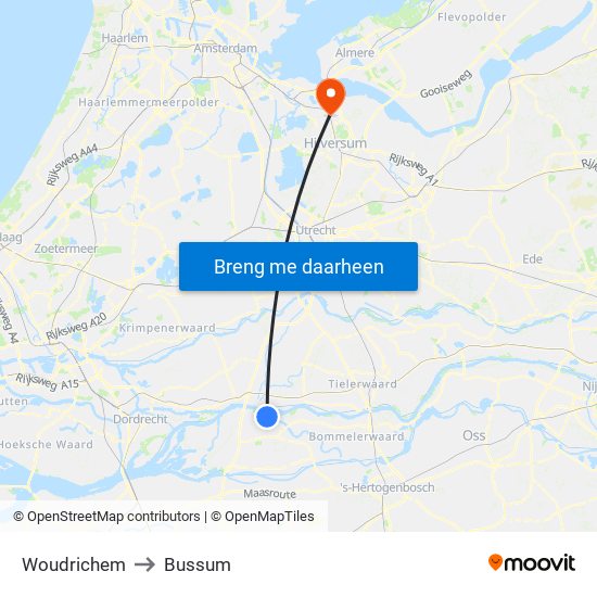 Woudrichem to Bussum map