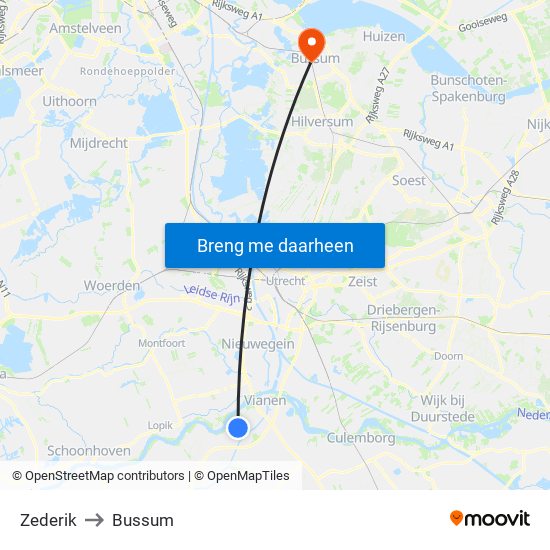 Zederik to Bussum map