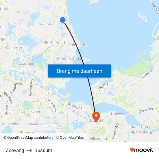 Zeevang to Bussum map