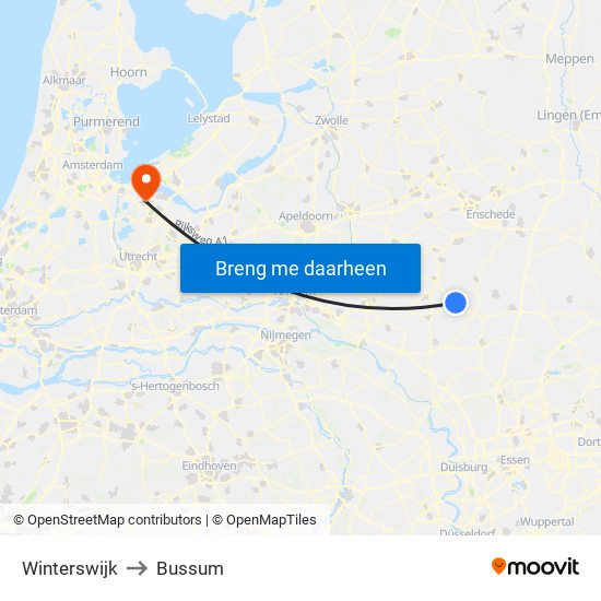 Winterswijk to Bussum map
