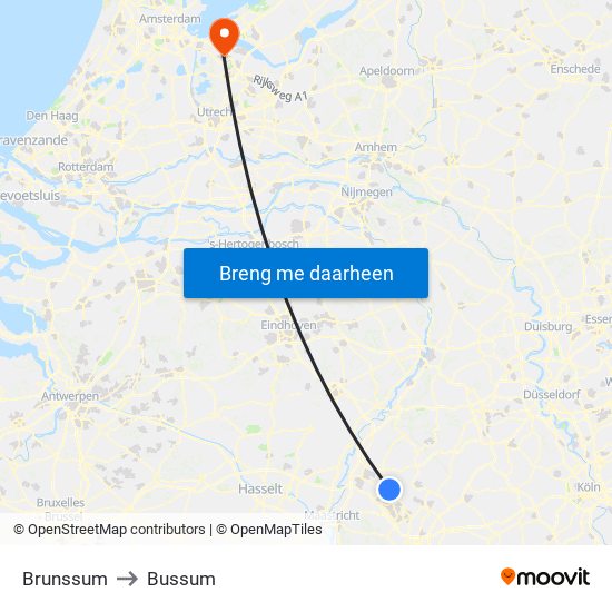 Brunssum to Bussum map
