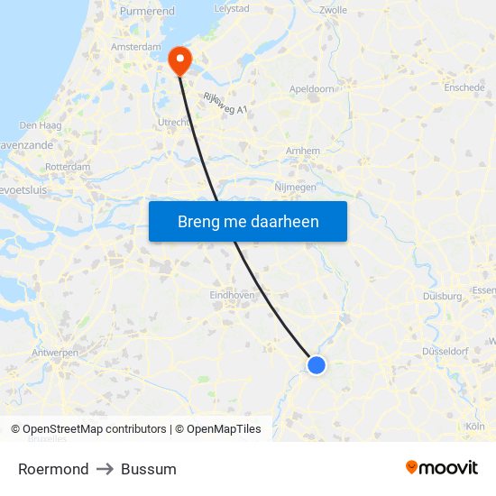 Roermond to Bussum map