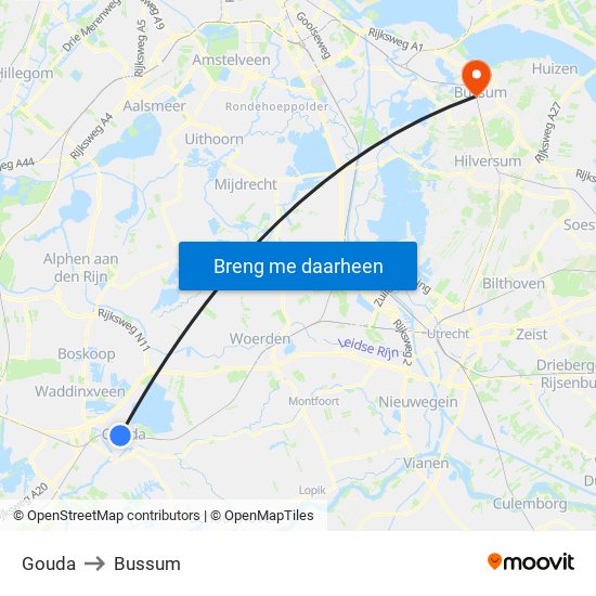 Gouda to Bussum map