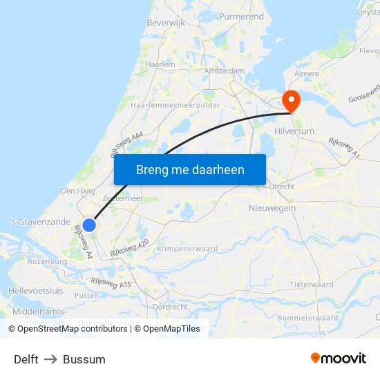 Delft to Bussum map