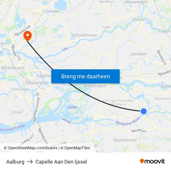 Aalburg to Capelle Aan Den Ijssel map
