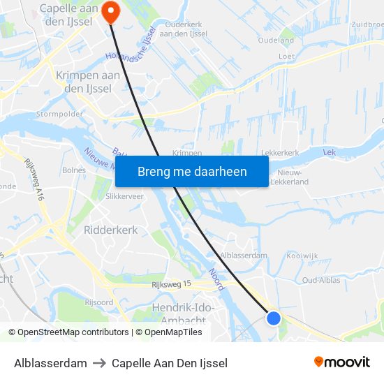 Alblasserdam to Capelle Aan Den Ijssel map