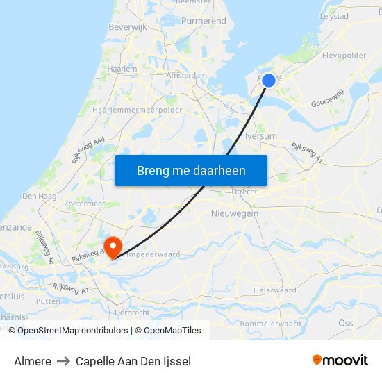 Almere to Capelle Aan Den Ijssel map
