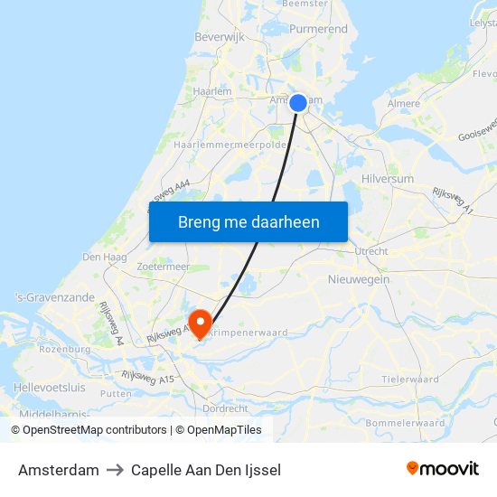 Amsterdam to Capelle Aan Den Ijssel map