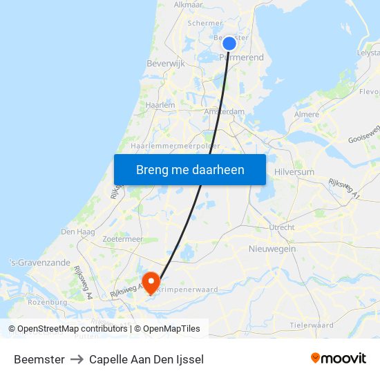 Beemster to Capelle Aan Den Ijssel map