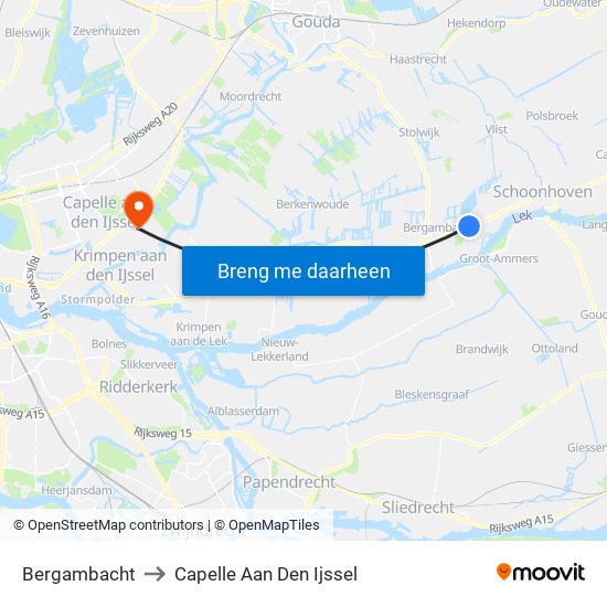 Bergambacht to Capelle Aan Den Ijssel map