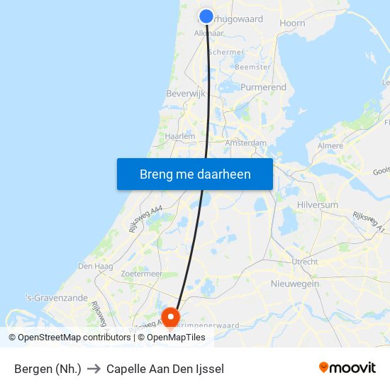 Bergen (Nh.) to Capelle Aan Den Ijssel map