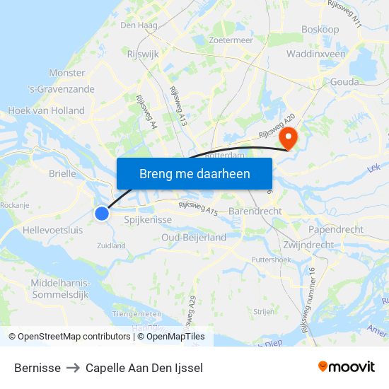 Bernisse to Capelle Aan Den Ijssel map