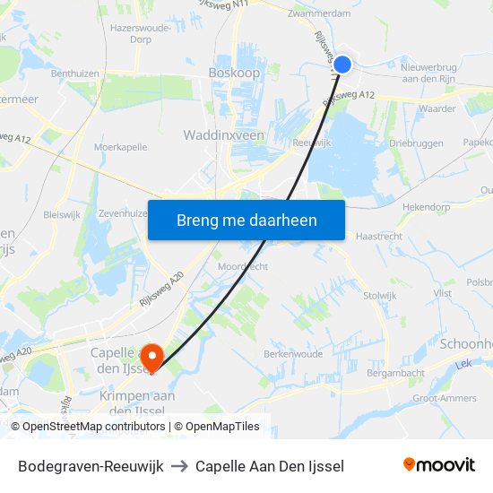 Bodegraven-Reeuwijk to Capelle Aan Den Ijssel map