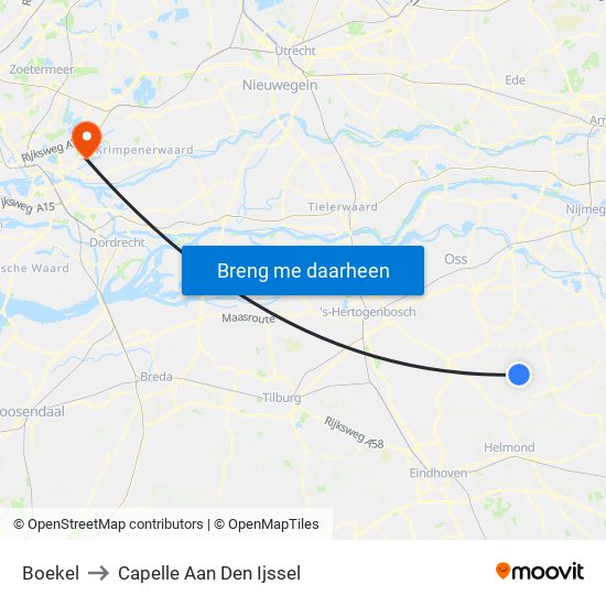 Boekel to Capelle Aan Den Ijssel map