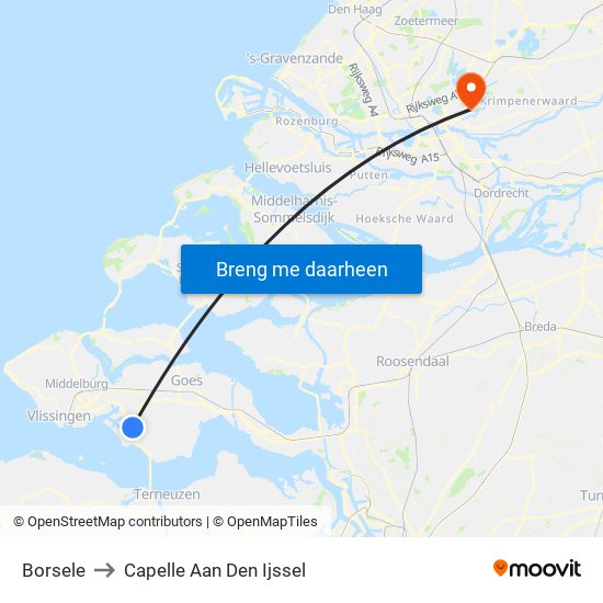Borsele to Capelle Aan Den Ijssel map