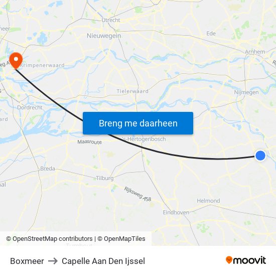 Boxmeer to Capelle Aan Den Ijssel map