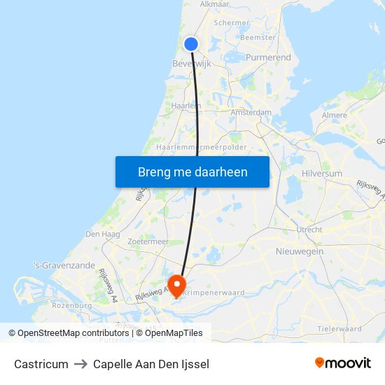 Castricum to Capelle Aan Den Ijssel map