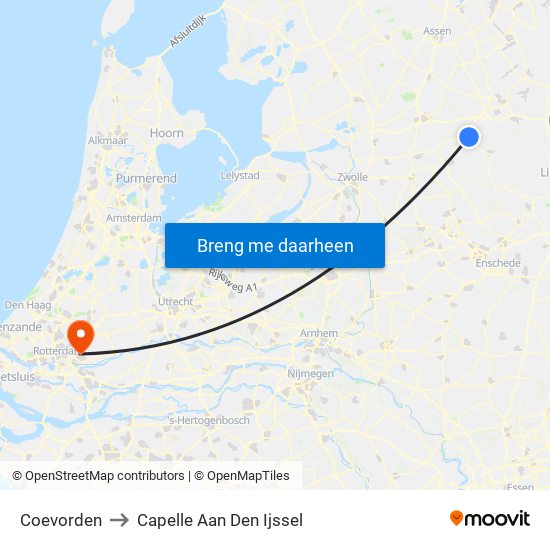 Coevorden to Capelle Aan Den Ijssel map