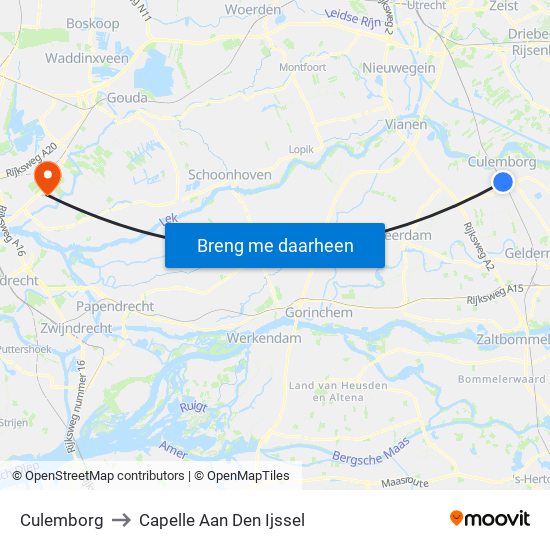 Culemborg to Capelle Aan Den Ijssel map