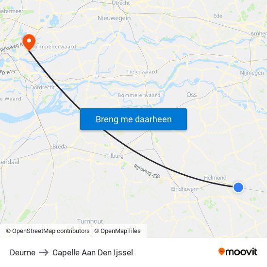 Deurne to Capelle Aan Den Ijssel map