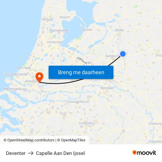 Deventer to Capelle Aan Den Ijssel map