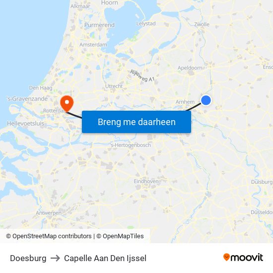 Doesburg to Capelle Aan Den Ijssel map