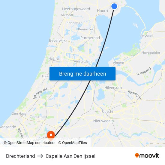 Drechterland to Capelle Aan Den Ijssel map