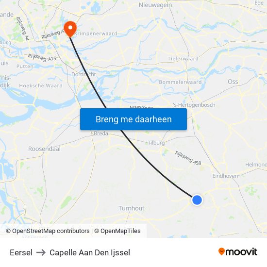 Eersel to Capelle Aan Den Ijssel map