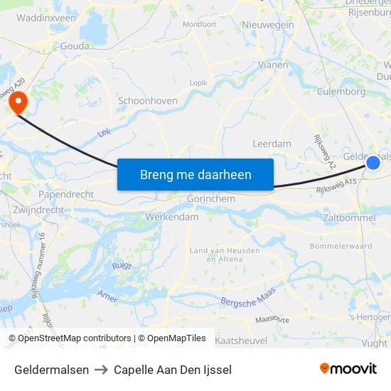 Geldermalsen to Capelle Aan Den Ijssel map