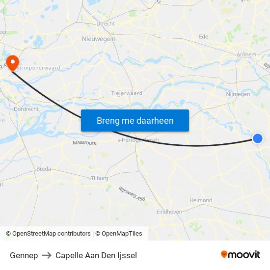 Gennep to Capelle Aan Den Ijssel map