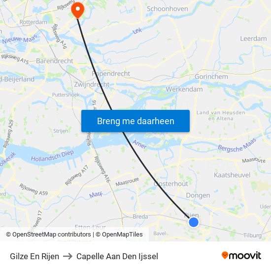 Gilze En Rijen to Capelle Aan Den Ijssel map