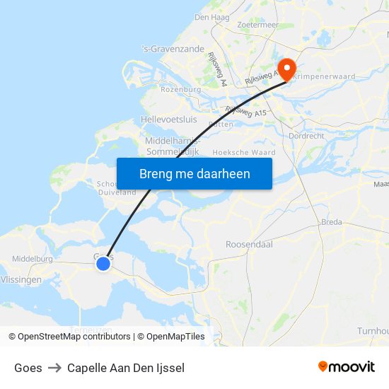 Goes to Capelle Aan Den Ijssel map