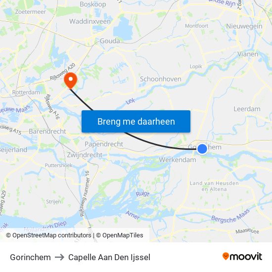 Gorinchem to Capelle Aan Den Ijssel map