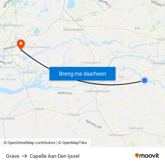 Grave to Capelle Aan Den Ijssel map
