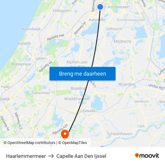 Haarlemmermeer to Capelle Aan Den Ijssel map