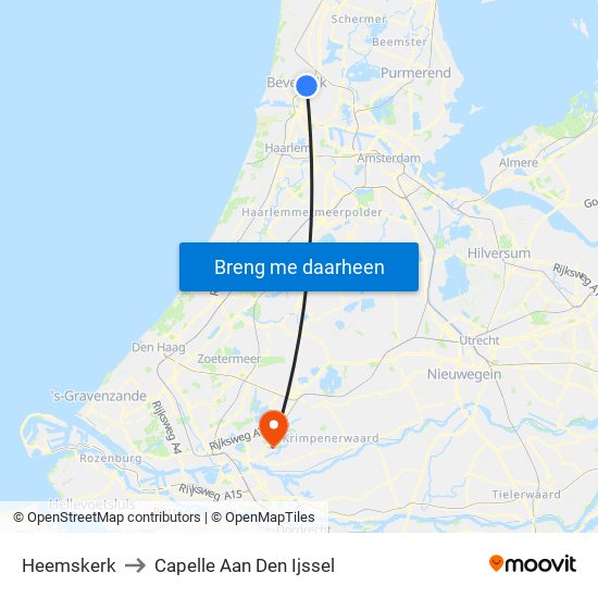 Heemskerk to Capelle Aan Den Ijssel map