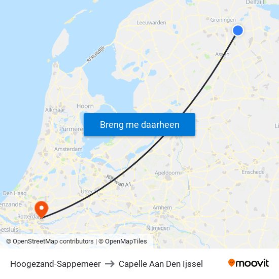 Hoogezand-Sappemeer to Capelle Aan Den Ijssel map