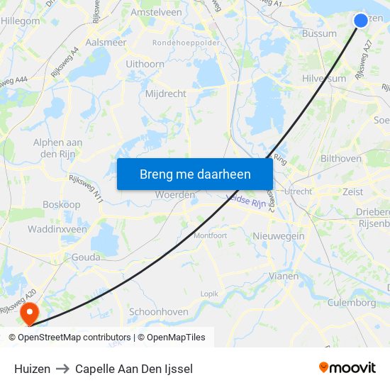 Huizen to Capelle Aan Den Ijssel map
