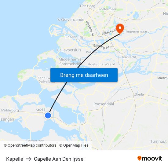 Kapelle to Capelle Aan Den Ijssel map