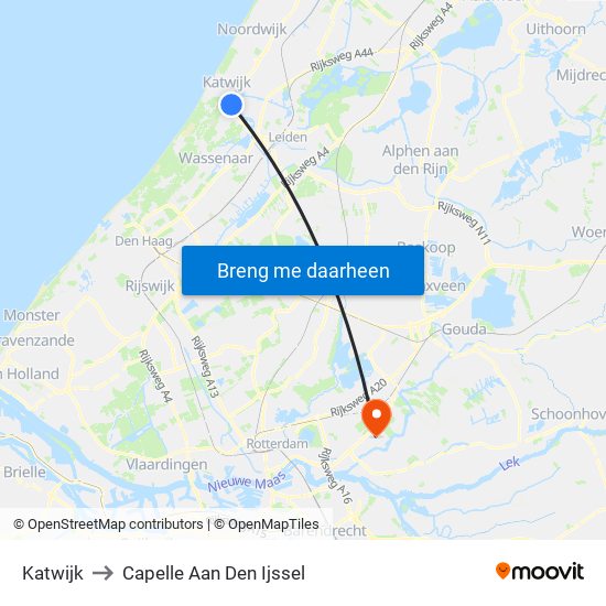 Katwijk to Capelle Aan Den Ijssel map