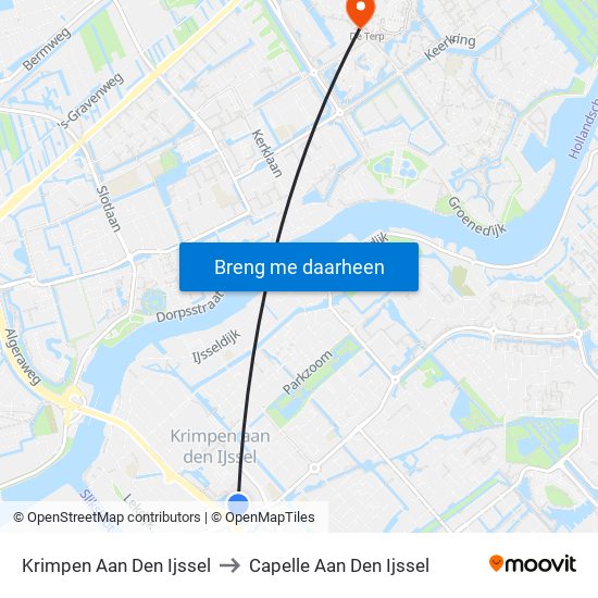 Krimpen Aan Den Ijssel to Capelle Aan Den Ijssel map