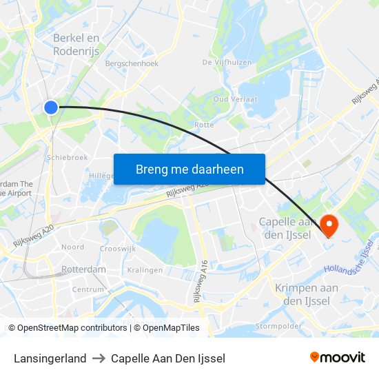 Lansingerland to Capelle Aan Den Ijssel map