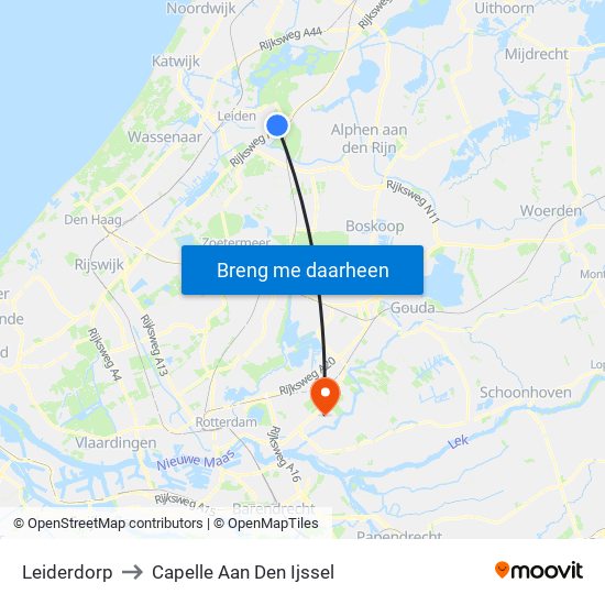 Leiderdorp to Capelle Aan Den Ijssel map